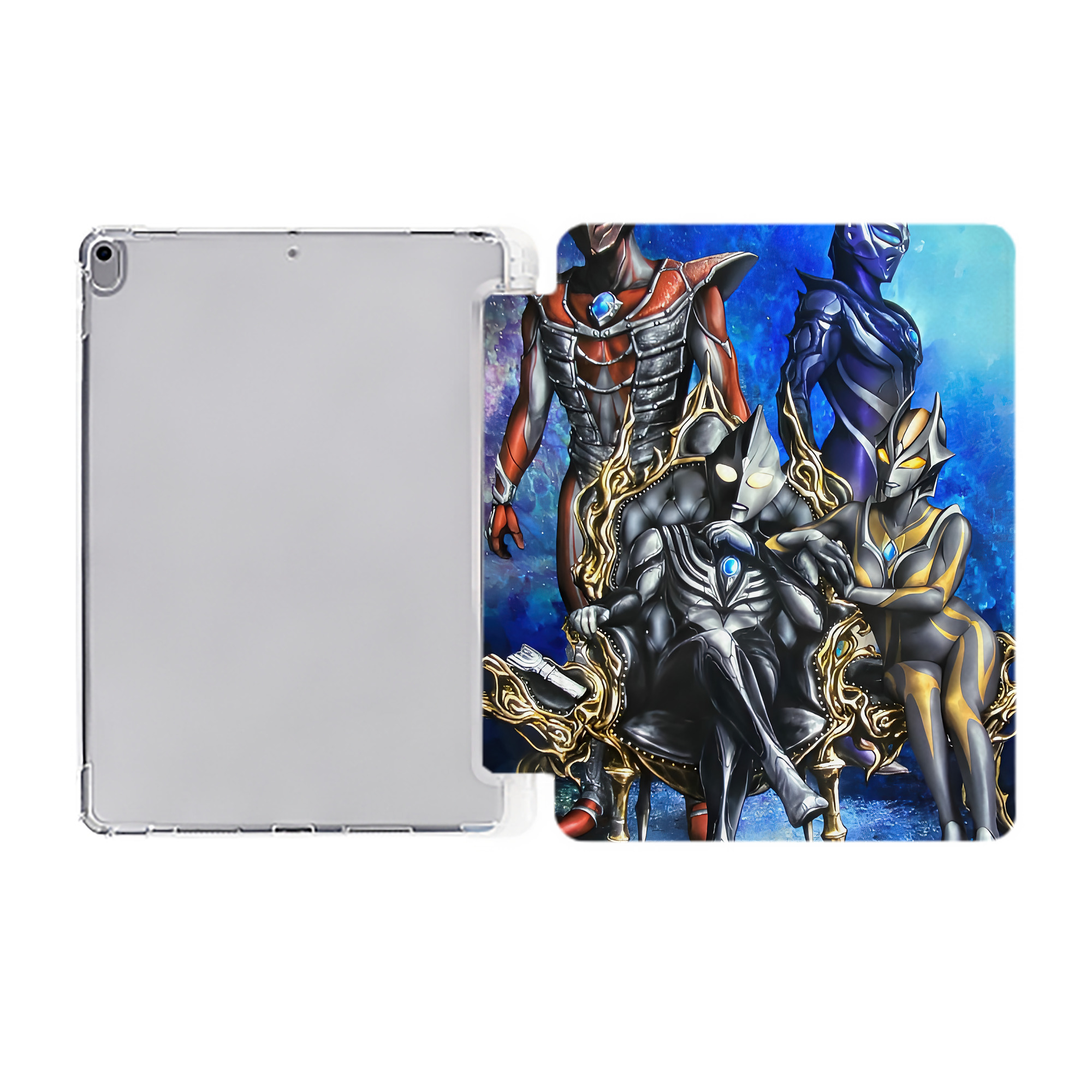 （画像用） ウルトラマン Ultraman IPad ケース ペン収納付き 三つ折りスタンド PUレザー×シリコン 対応機種9.5/10.5/10.9インチ